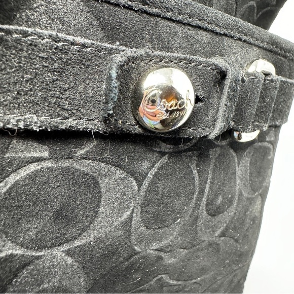 Coach Black Logo Suede Leather Winter Boots - Picture 6 of 12